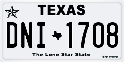 TX license plate DNI1708