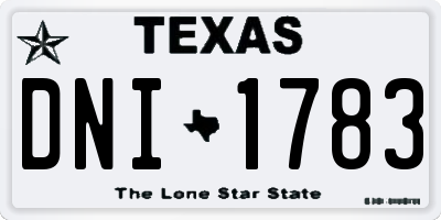 TX license plate DNI1783