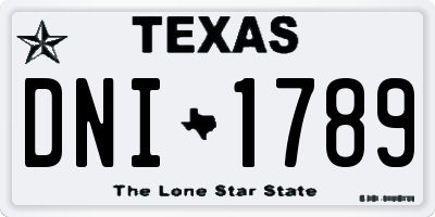 TX license plate DNI1789