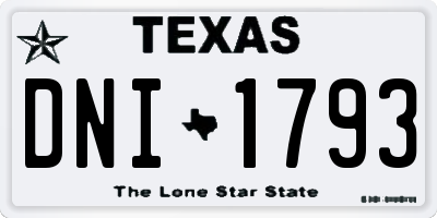 TX license plate DNI1793