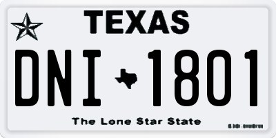 TX license plate DNI1801