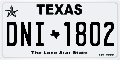 TX license plate DNI1802