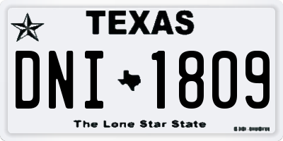 TX license plate DNI1809