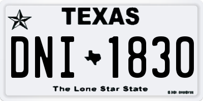 TX license plate DNI1830