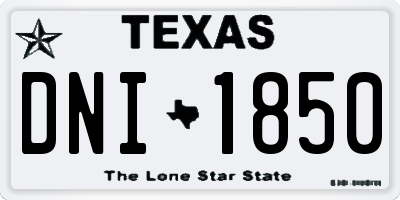 TX license plate DNI1850