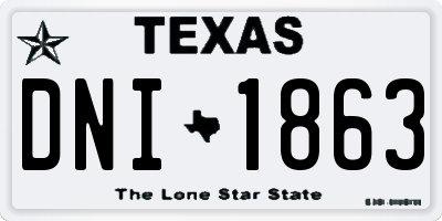 TX license plate DNI1863