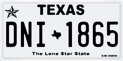 TX license plate DNI1865