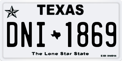 TX license plate DNI1869