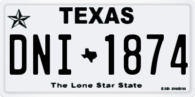 TX license plate DNI1874