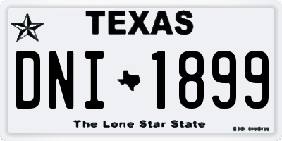 TX license plate DNI1899