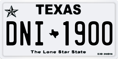 TX license plate DNI1900