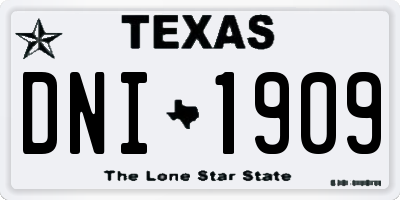 TX license plate DNI1909