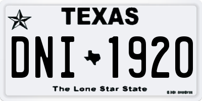 TX license plate DNI1920