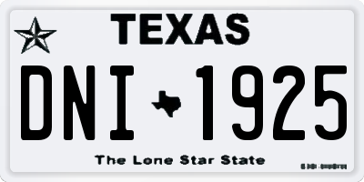 TX license plate DNI1925