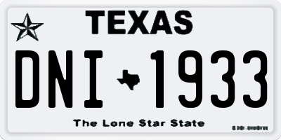 TX license plate DNI1933
