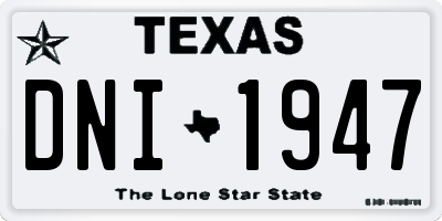 TX license plate DNI1947