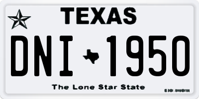 TX license plate DNI1950