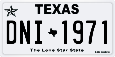 TX license plate DNI1971