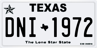 TX license plate DNI1972