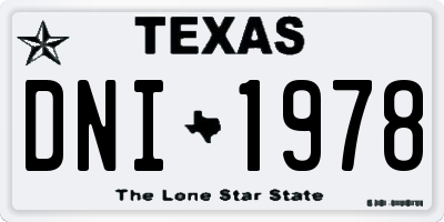 TX license plate DNI1978