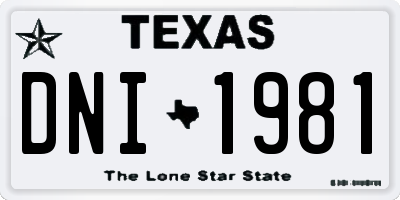 TX license plate DNI1981
