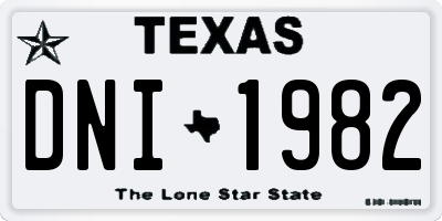 TX license plate DNI1982