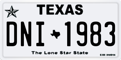 TX license plate DNI1983