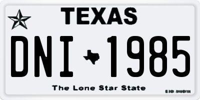 TX license plate DNI1985