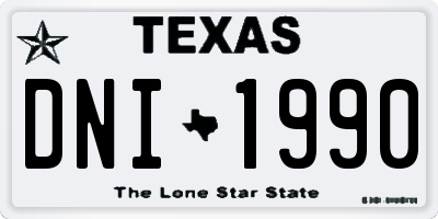 TX license plate DNI1990