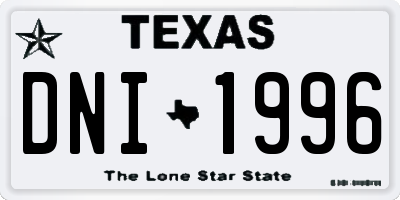 TX license plate DNI1996