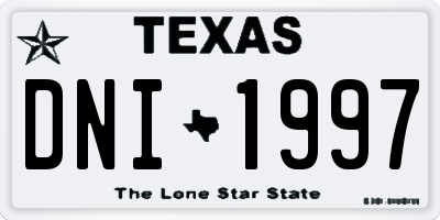 TX license plate DNI1997
