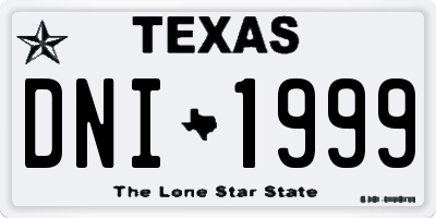 TX license plate DNI1999