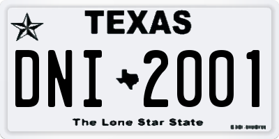 TX license plate DNI2001