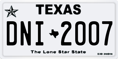 TX license plate DNI2007
