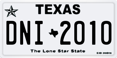TX license plate DNI2010