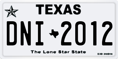 TX license plate DNI2012