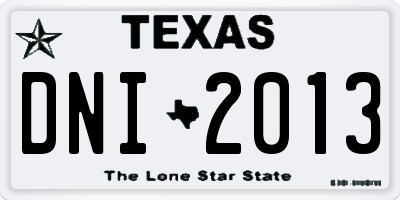 TX license plate DNI2013