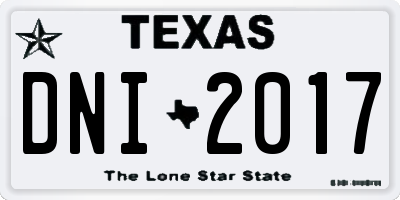 TX license plate DNI2017