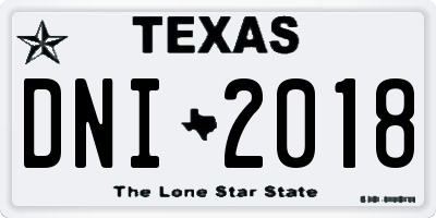 TX license plate DNI2018
