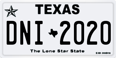 TX license plate DNI2020