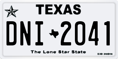 TX license plate DNI2041