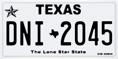 TX license plate DNI2045