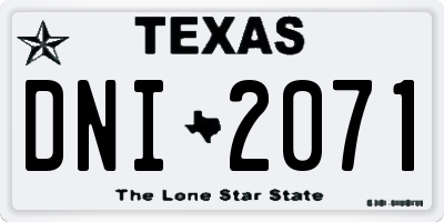 TX license plate DNI2071