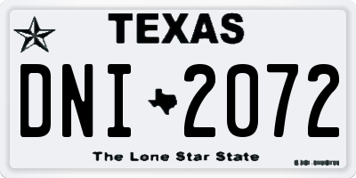 TX license plate DNI2072
