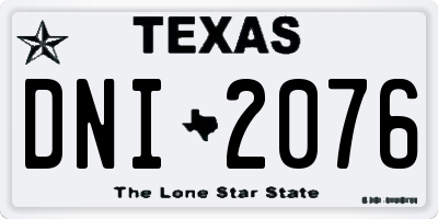 TX license plate DNI2076