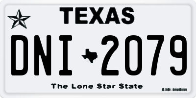 TX license plate DNI2079
