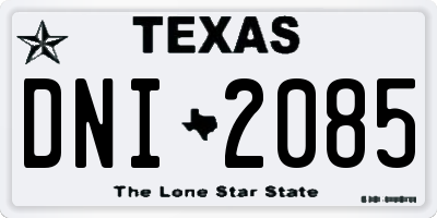 TX license plate DNI2085