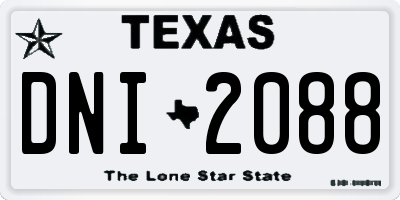 TX license plate DNI2088
