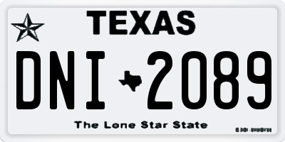 TX license plate DNI2089