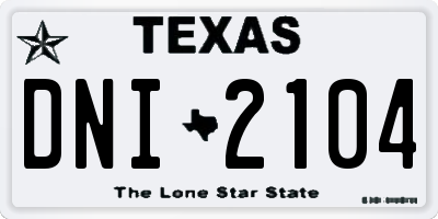 TX license plate DNI2104